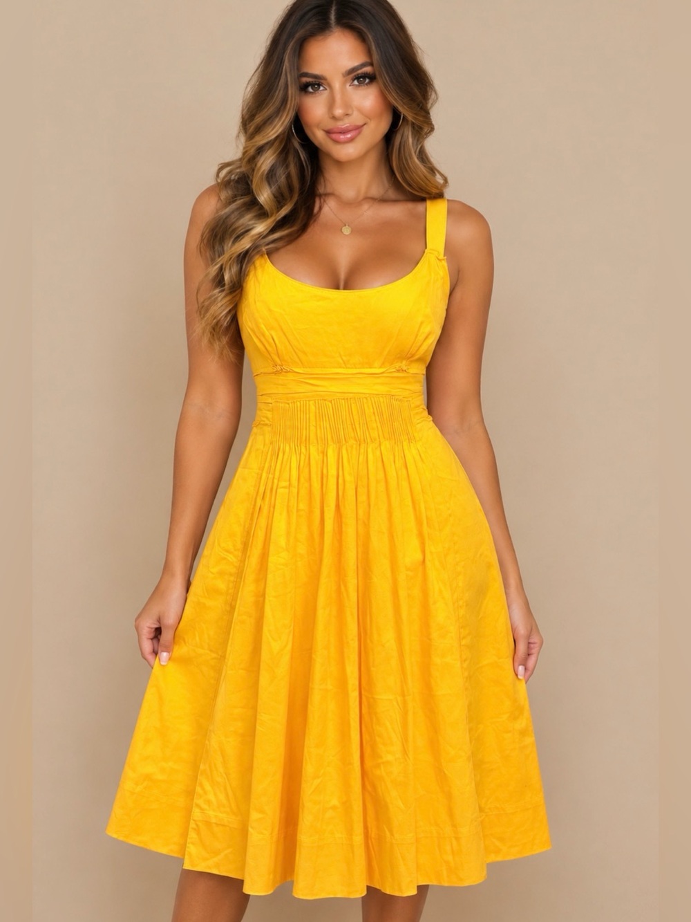 Elie Tahari "Riley" Bright Yellow Sun Dress Womens Size 8 - NWOT